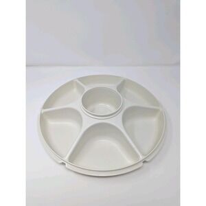 Vintage Tupperware Divided Veggie Tray and Dip Bowl With Cover